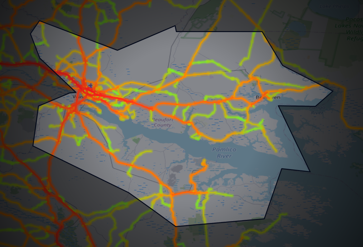Traffic map of Beaufort, North Carolina