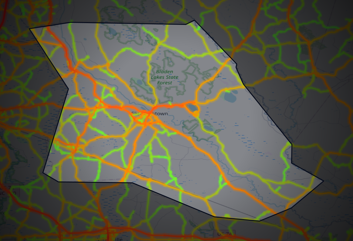 Traffic map of Bladen, North Carolina