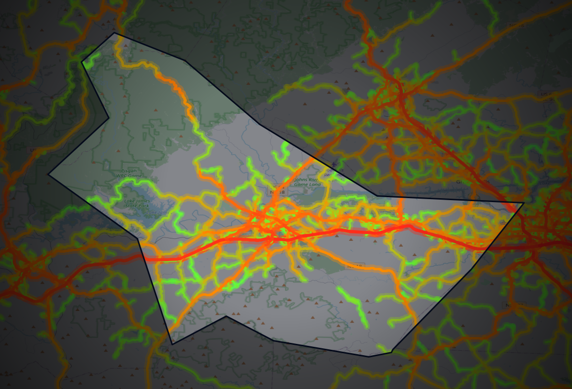 Traffic map of Burke, North Carolina