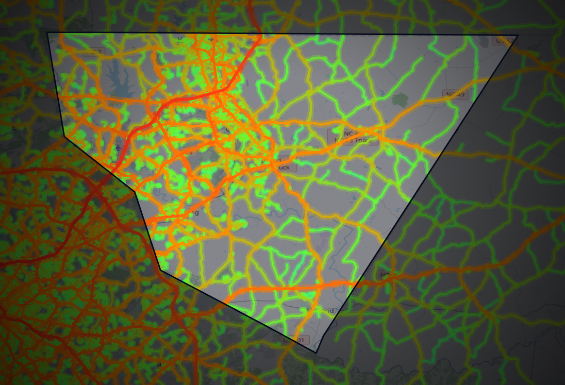 Traffic map of Cabarrus, North Carolina