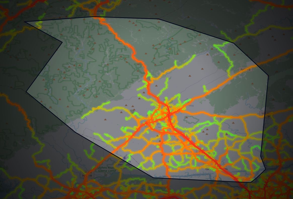 Traffic map of Caldwell, North Carolina
