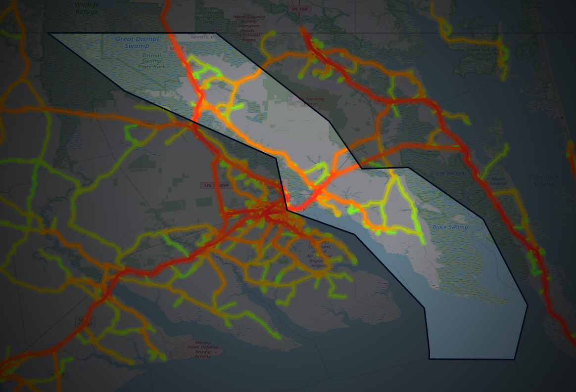 Traffic map of Camden, North Carolina