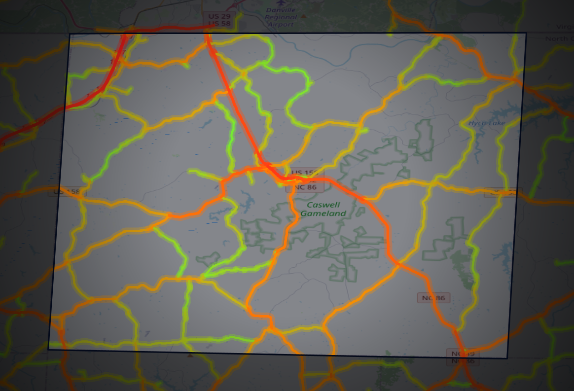 Traffic map of Caswell, North Carolina