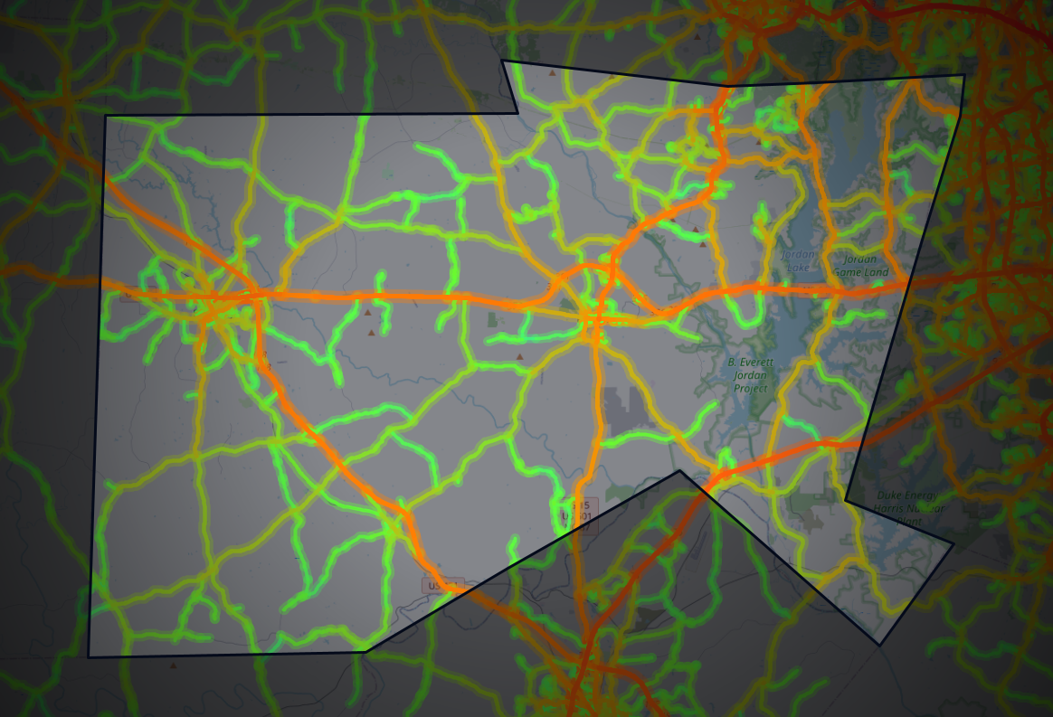 Traffic map of Chatham, North Carolina