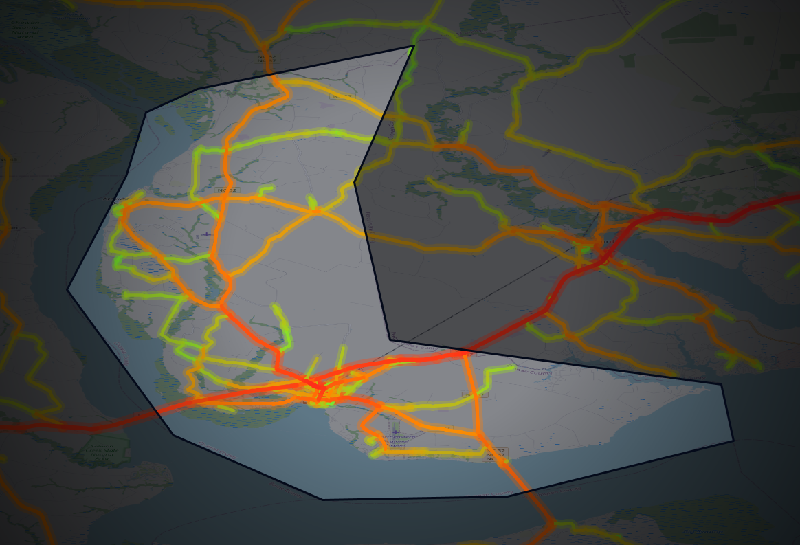 Traffic map of Chowan, North Carolina