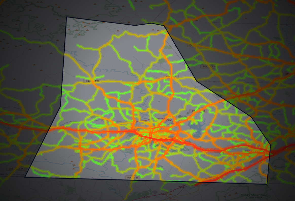Traffic map of Cleveland, North Carolina