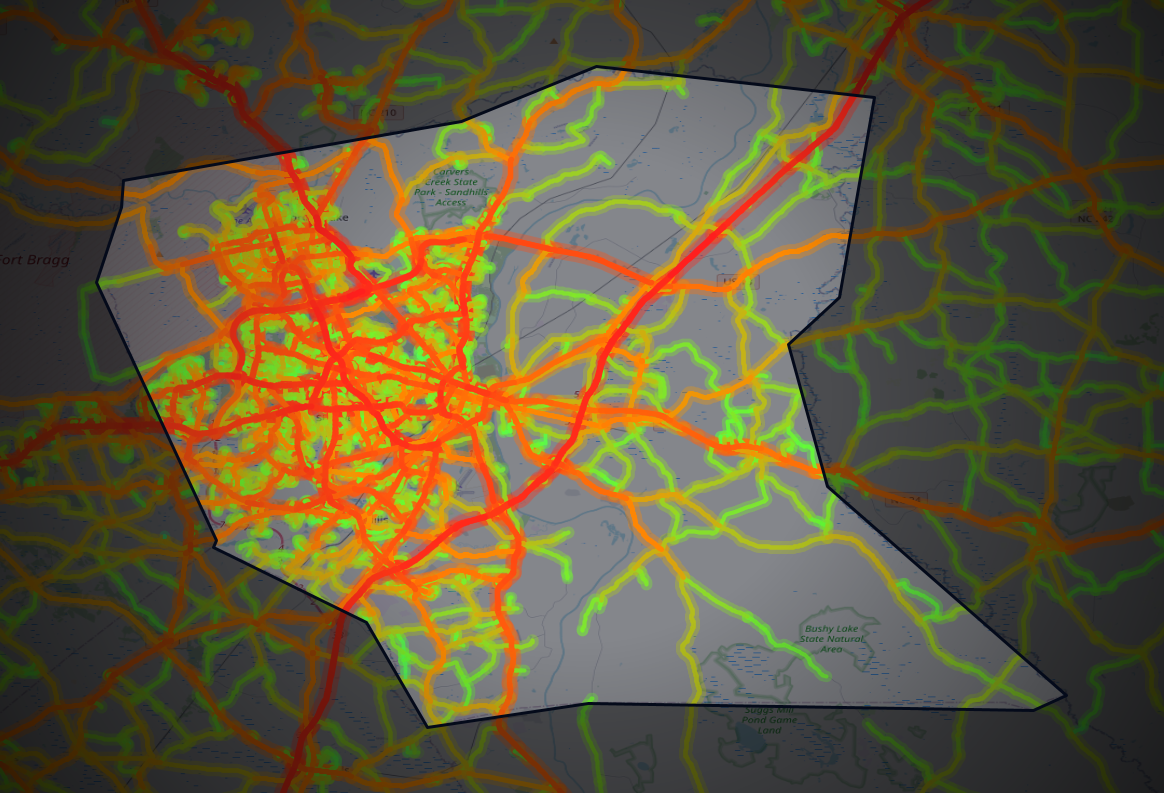 Traffic map of Cumberland, North Carolina
