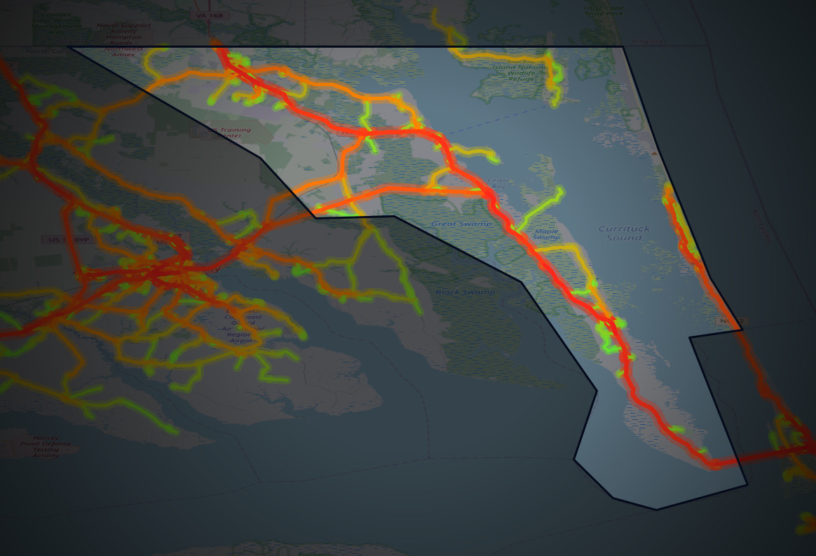Traffic map of Currituck, North Carolina