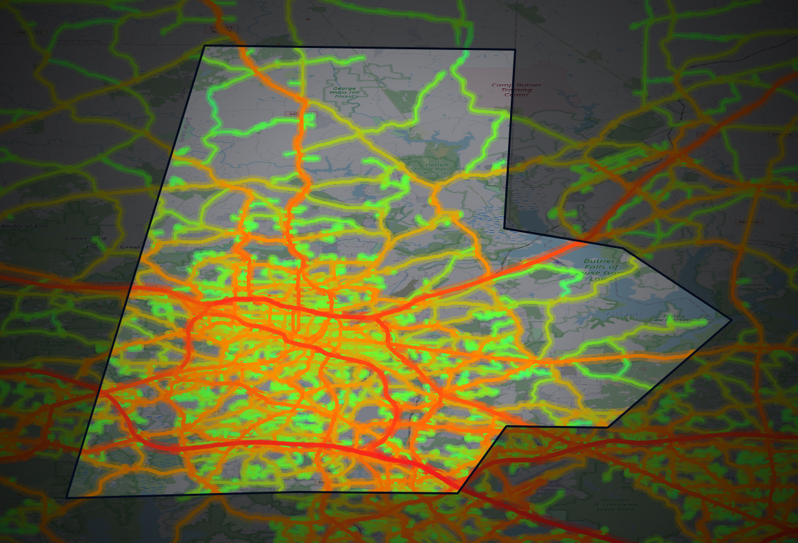 Traffic map of Durham, North Carolina