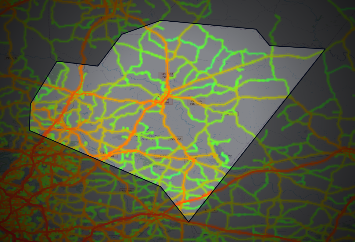 Traffic map of Franklin, North Carolina