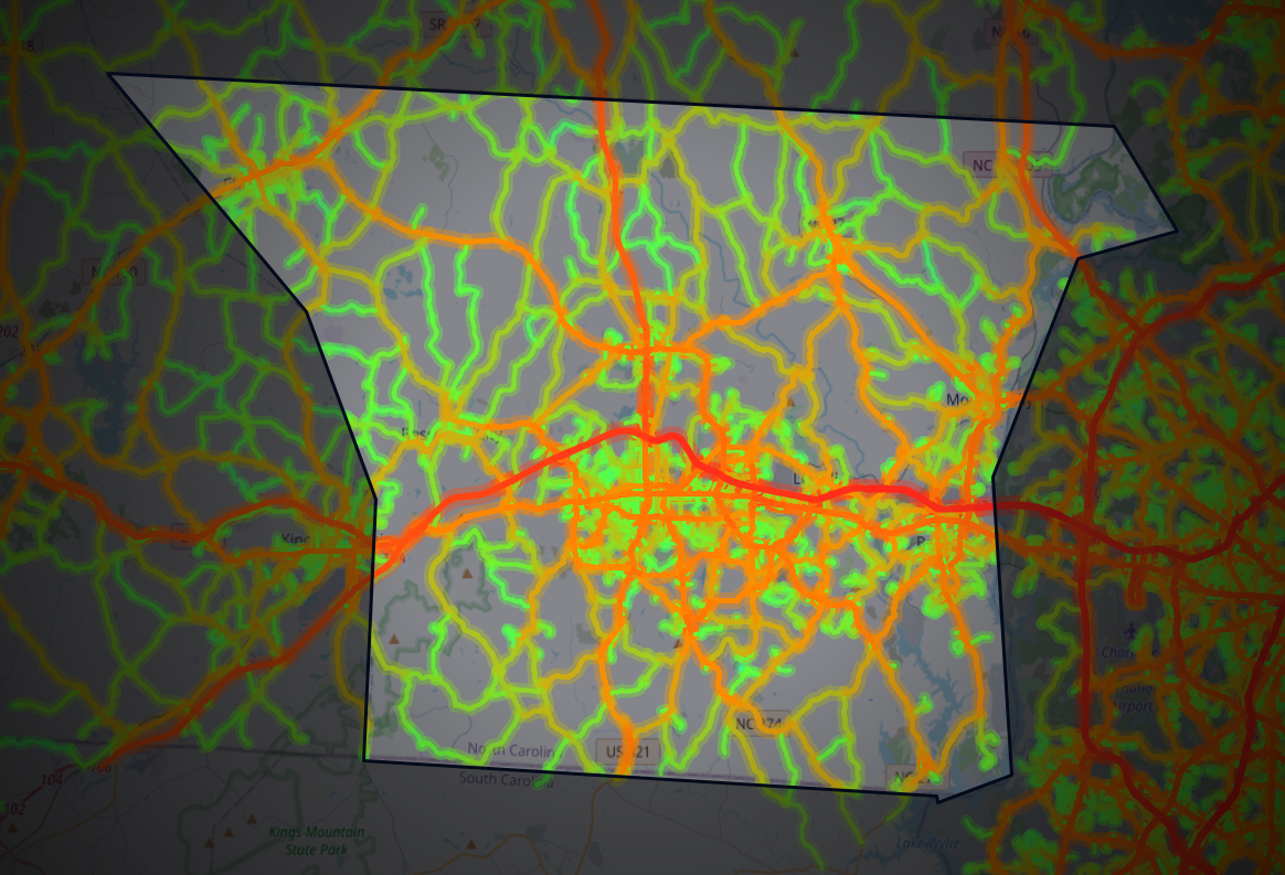 Traffic map of Gaston, North Carolina