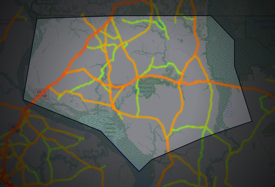 Traffic map of Gates, North Carolina