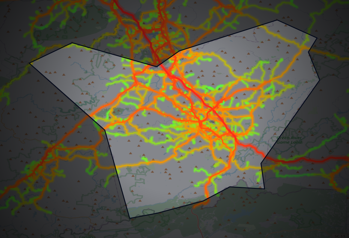 Traffic map of Henderson, North Carolina