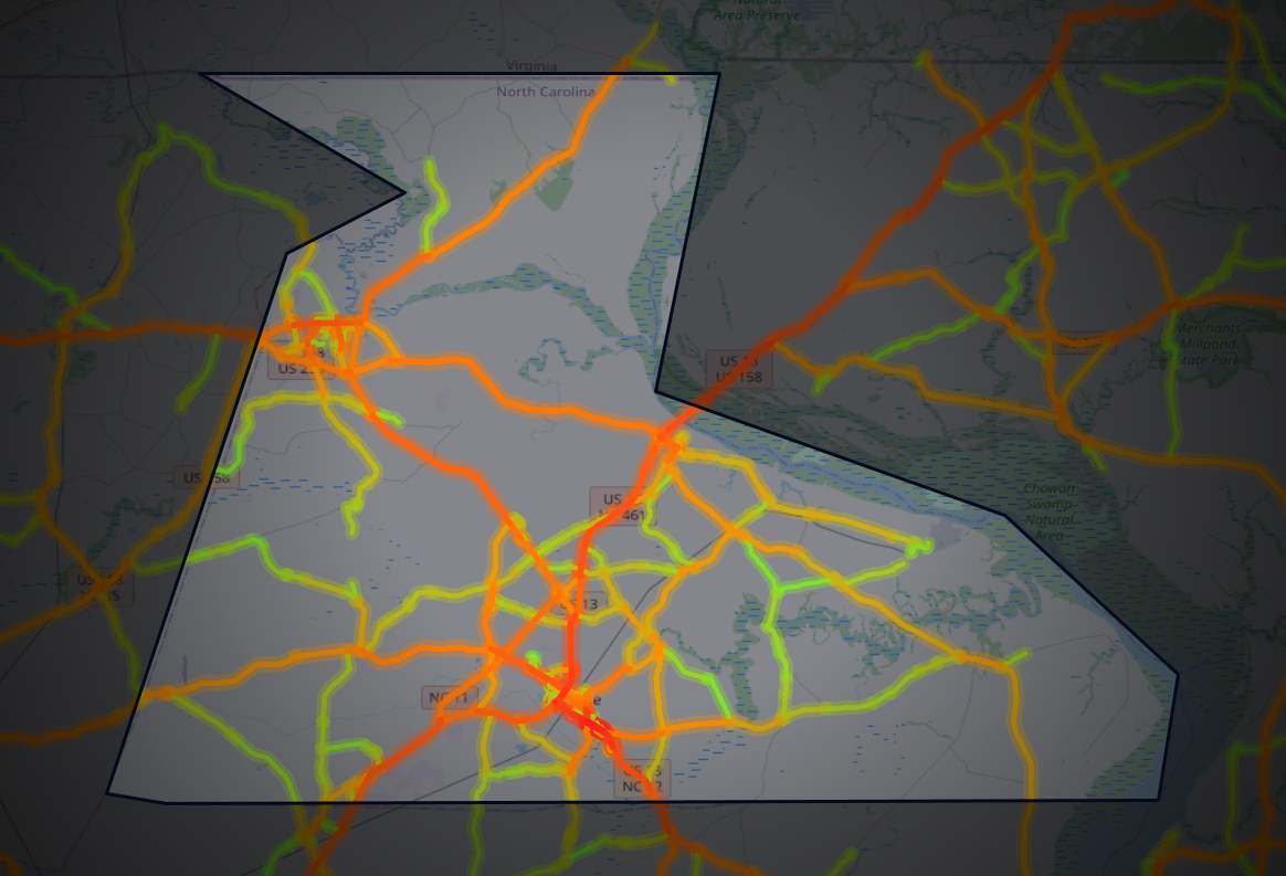 Traffic map of Hertford, North Carolina