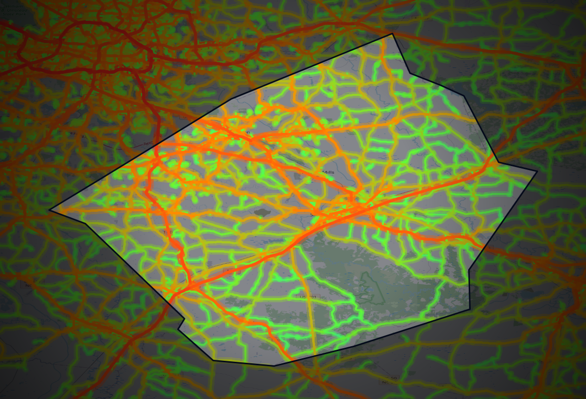 Traffic map of Johnston, North Carolina