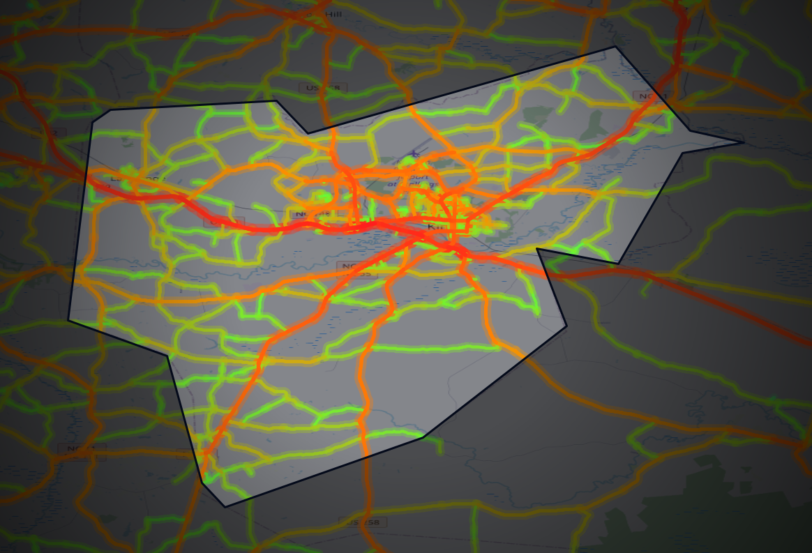 Traffic map of Lenoir, North Carolina