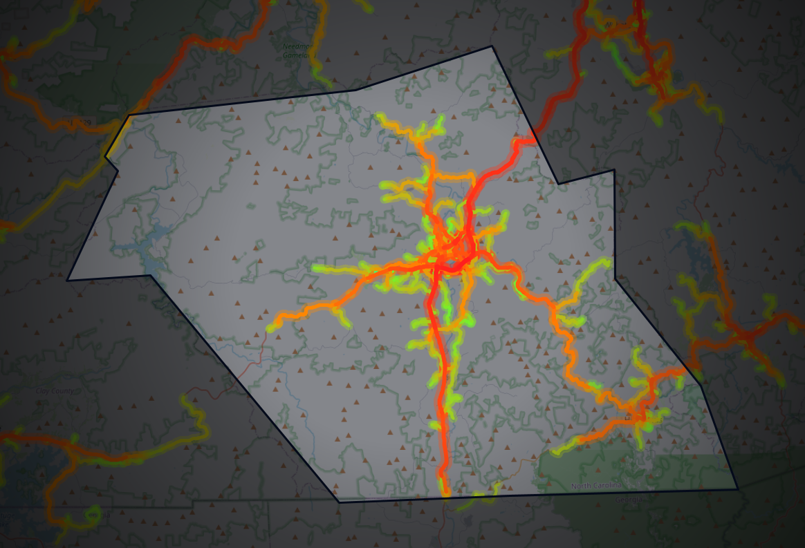 Traffic map of Macon, North Carolina
