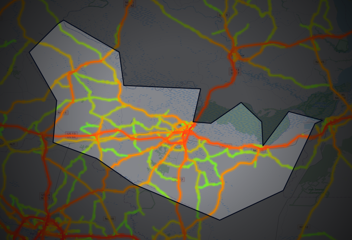Traffic map of Martin, North Carolina