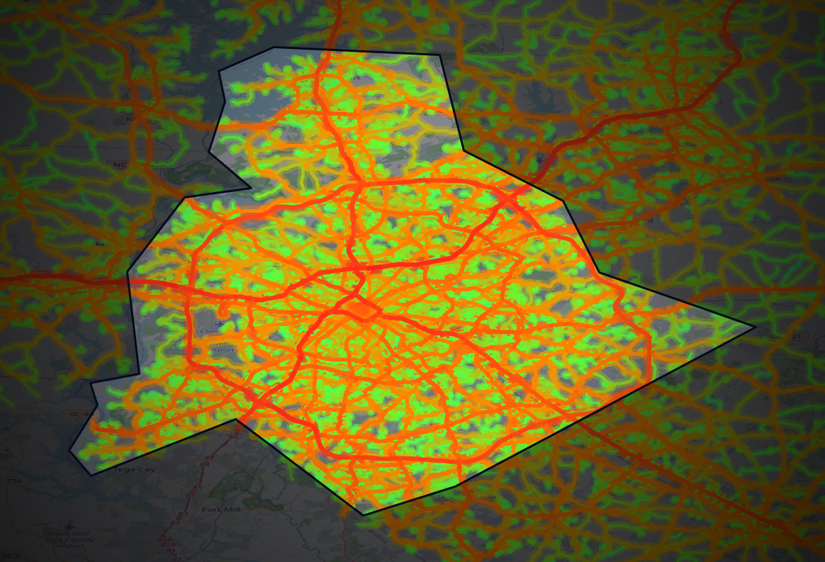 Traffic map of Mecklenburg, North Carolina