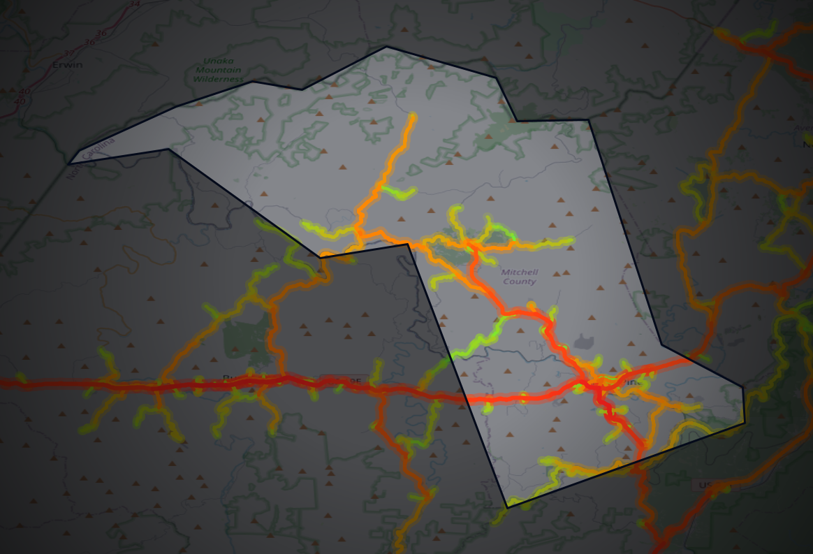 Traffic map of Mitchell, North Carolina