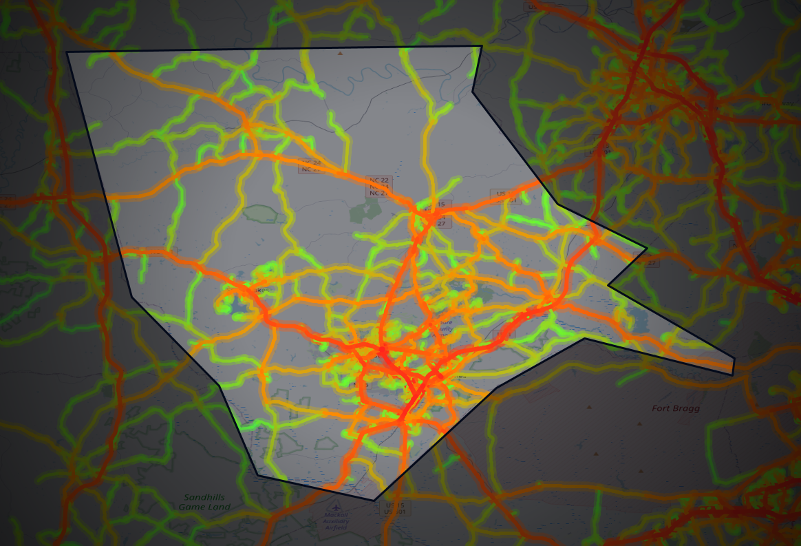 Traffic map of Moore, North Carolina
