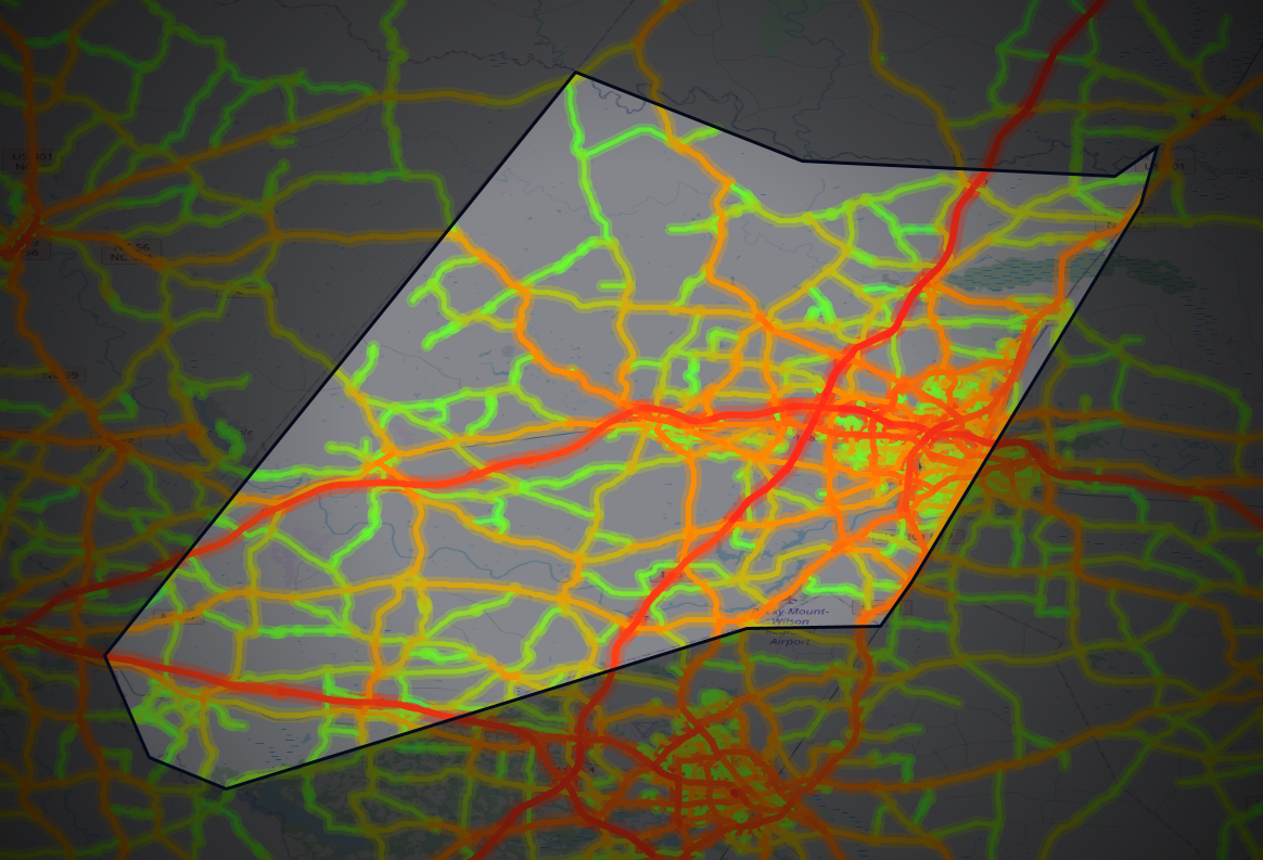 Traffic map of Nash, North Carolina