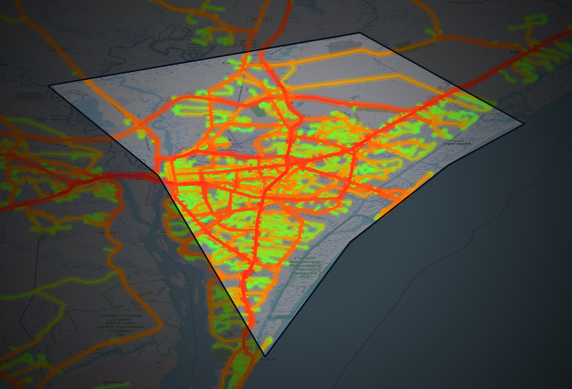 Traffic map of New Hanover, North Carolina
