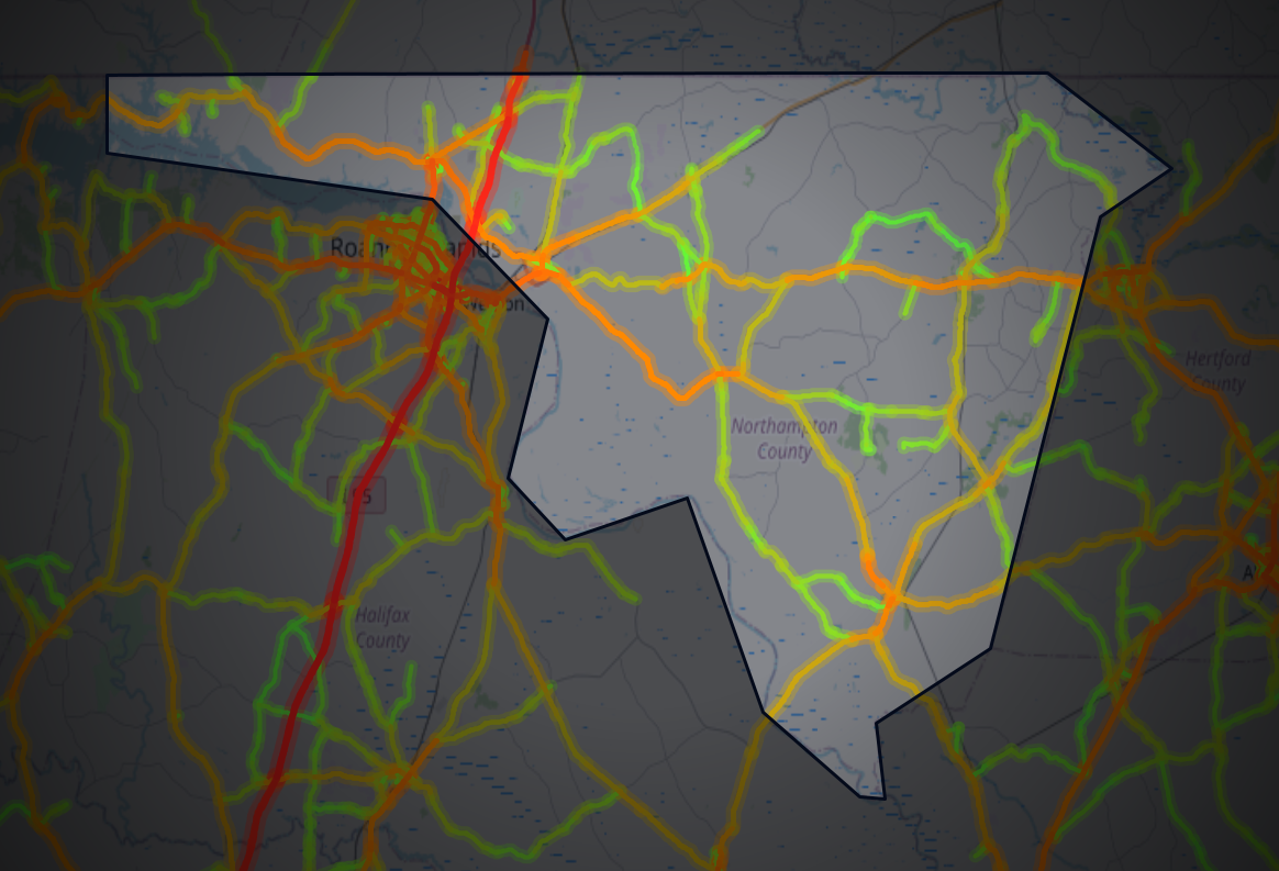 Traffic map of Northampton, North Carolina