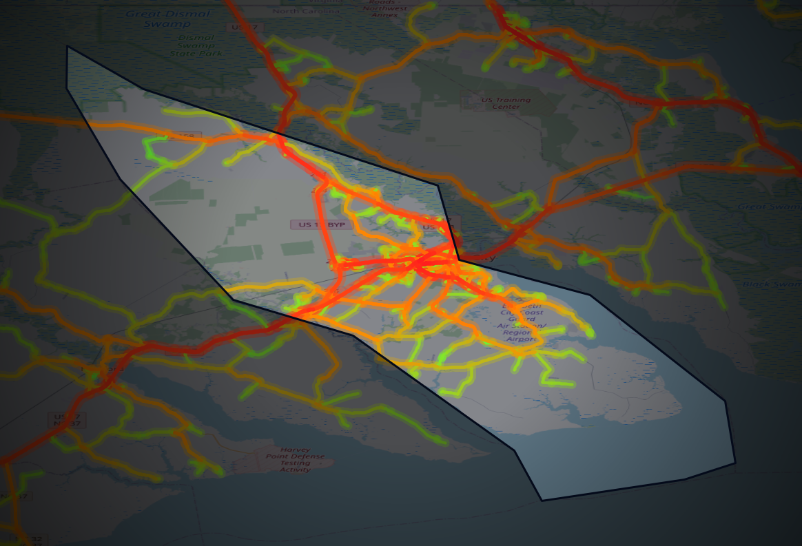 Traffic map of Pasquotank, North Carolina