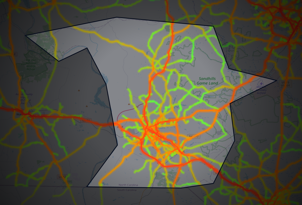 Traffic map of Richmond, North Carolina