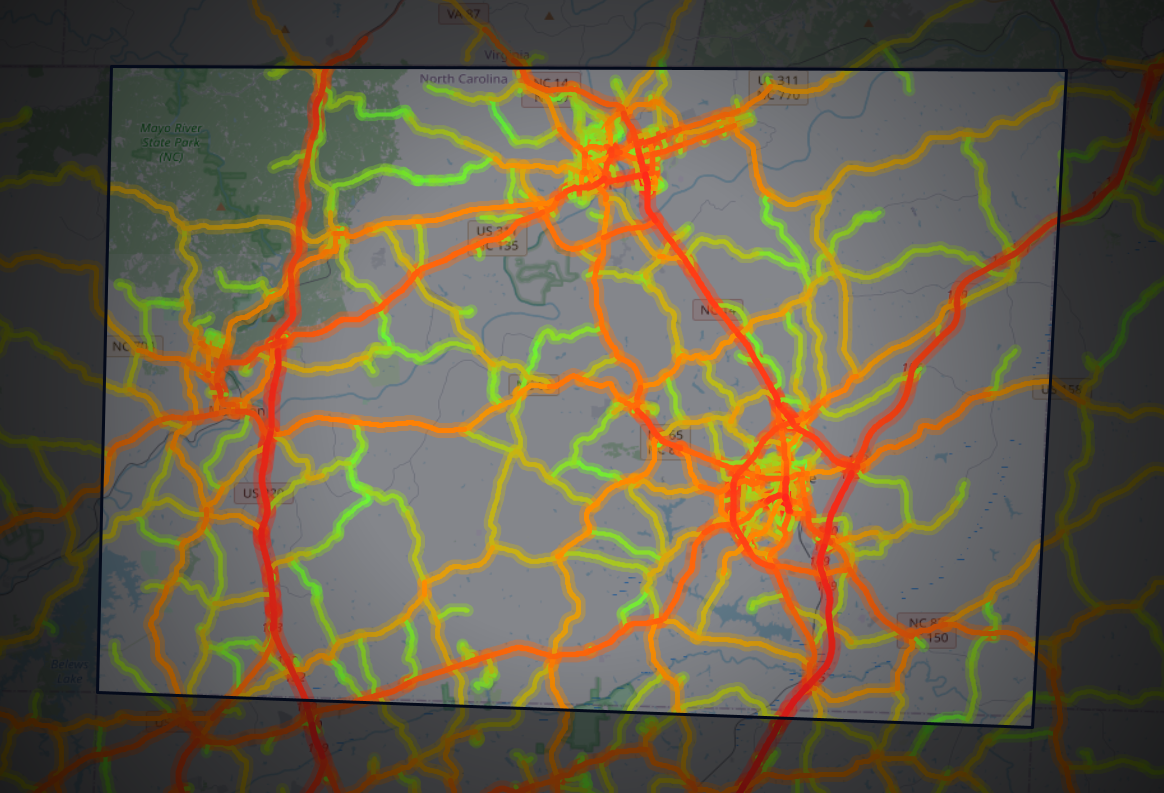 Traffic map of Rockingham, North Carolina