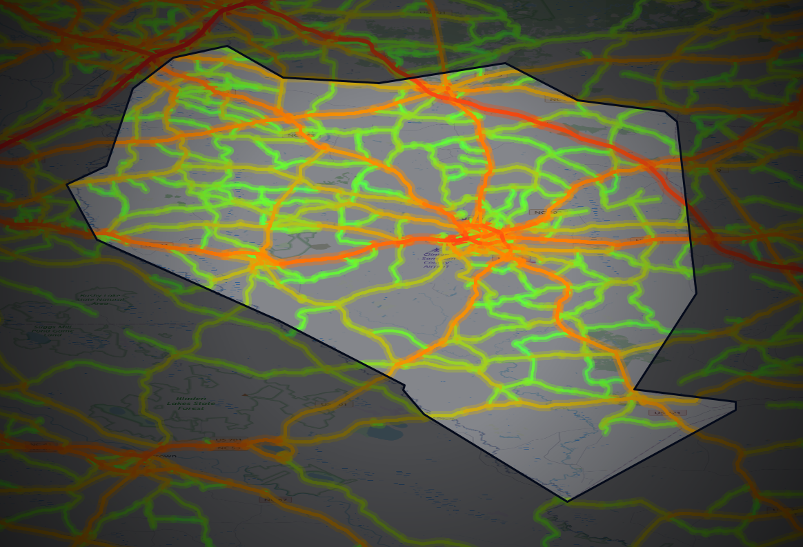 Traffic map of Sampson, North Carolina
