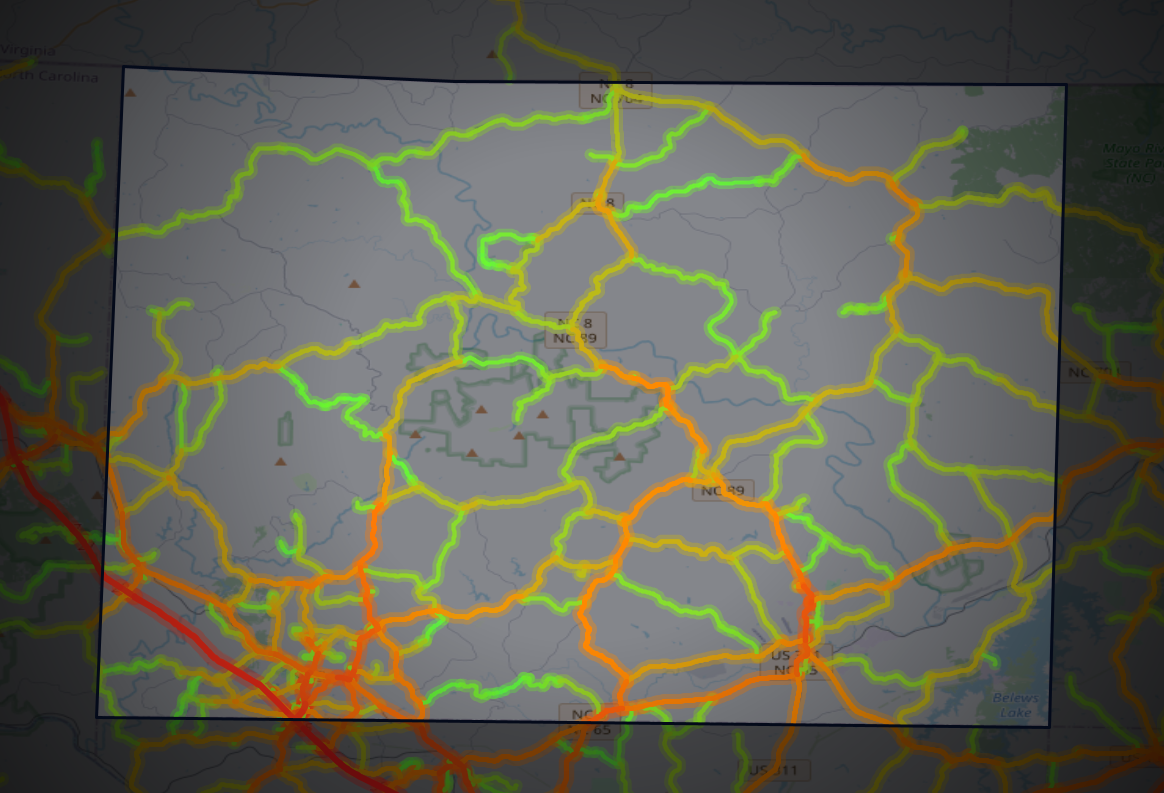 Traffic map of Stokes, North Carolina