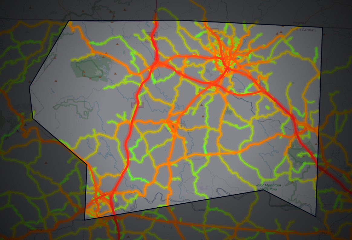 Traffic map of Surry, North Carolina