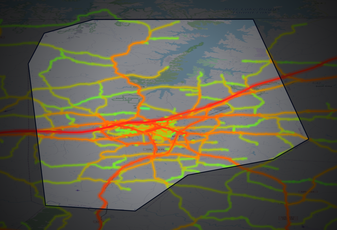 Traffic map of Vance, North Carolina