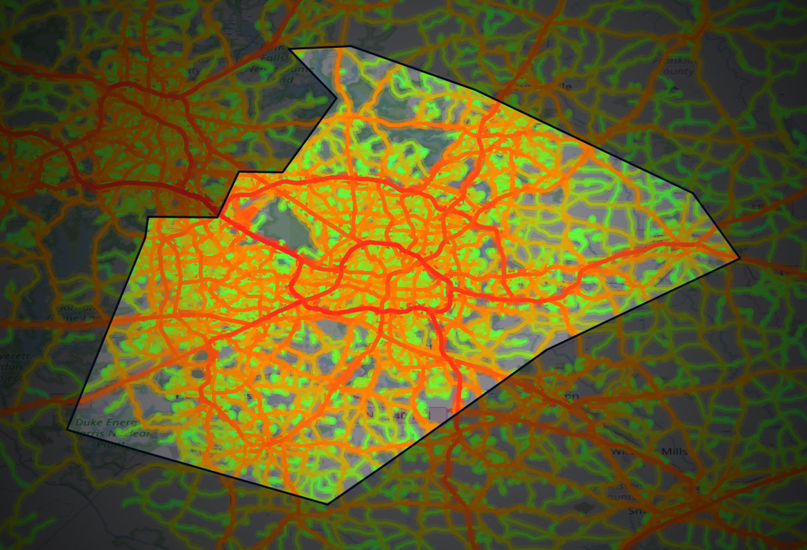 Traffic map of Wake, North Carolina