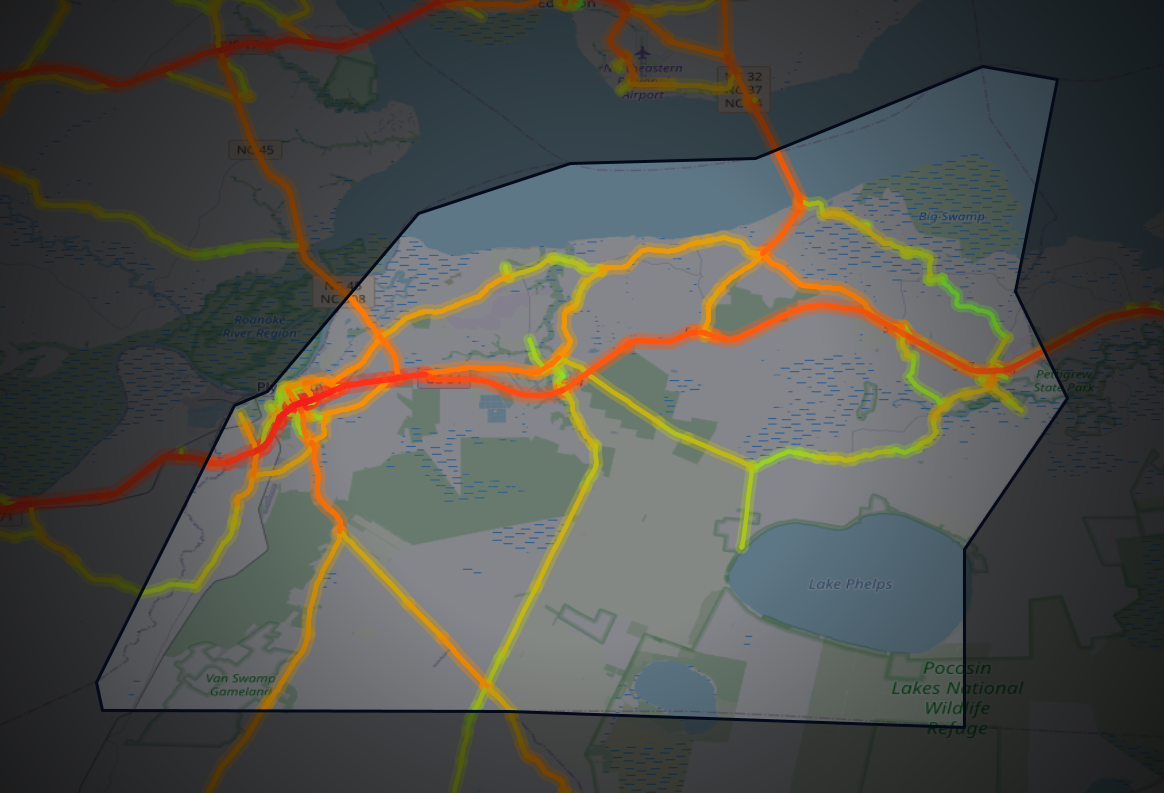 Traffic map of Washington, North Carolina