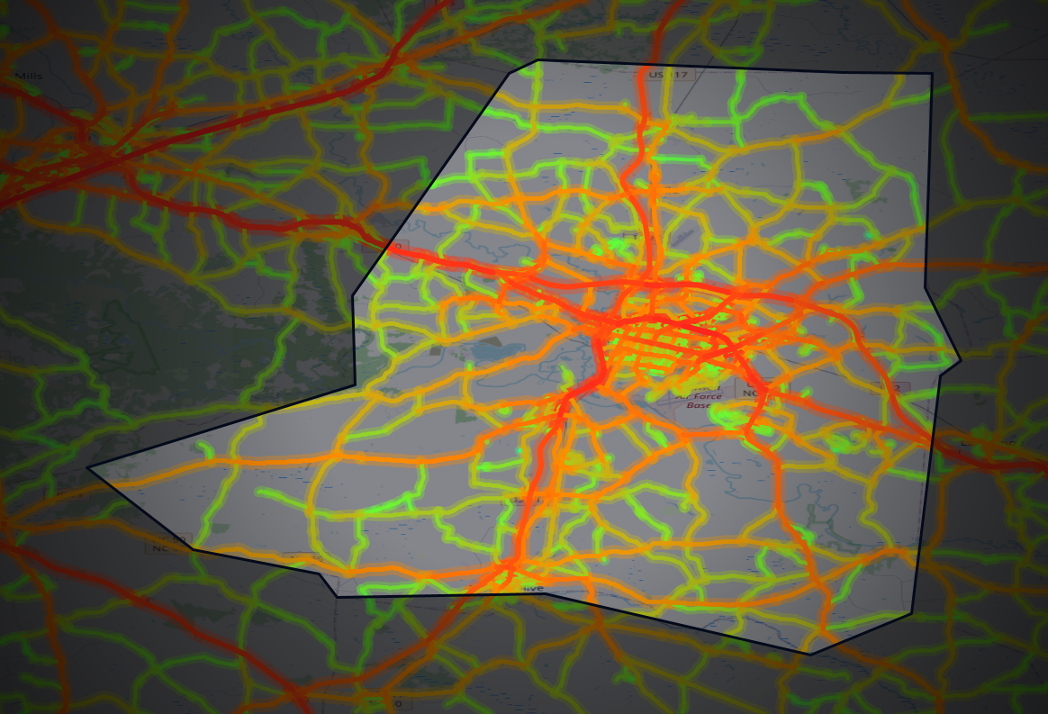 Traffic map of Wayne, North Carolina