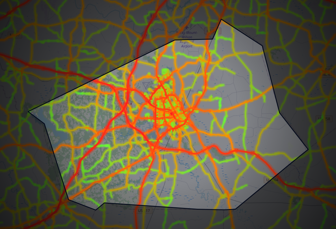 Traffic map of Wilson, North Carolina