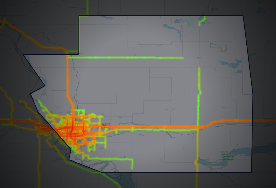 Traffic map of Burleigh, North Dakota