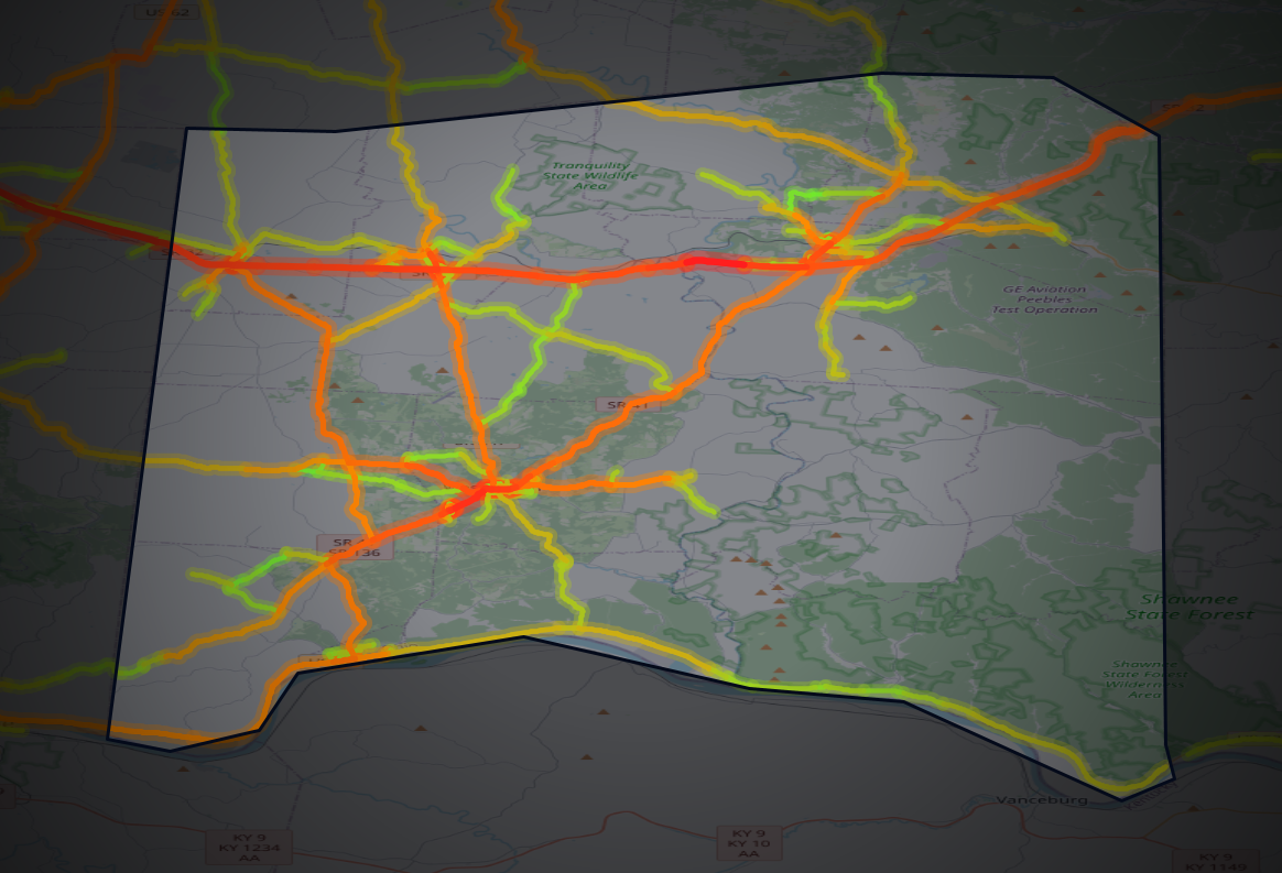 Traffic map of Adams, Ohio