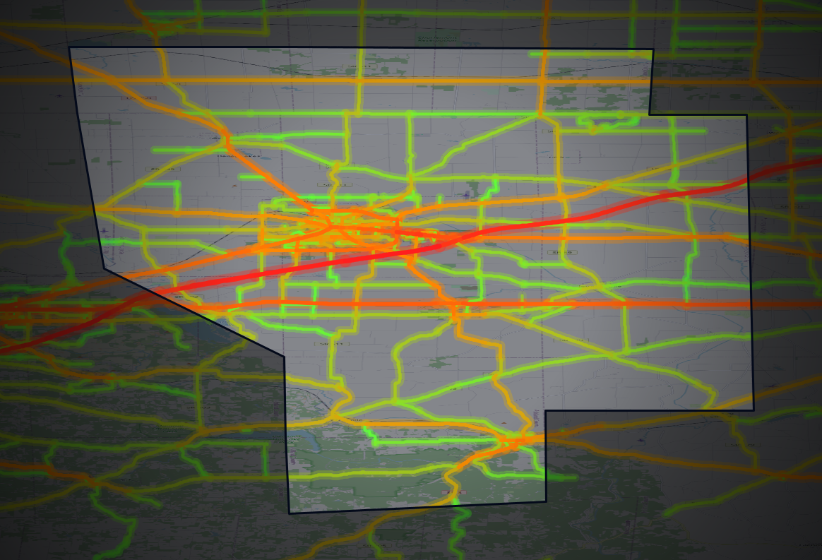 Traffic map of Ashland, Ohio