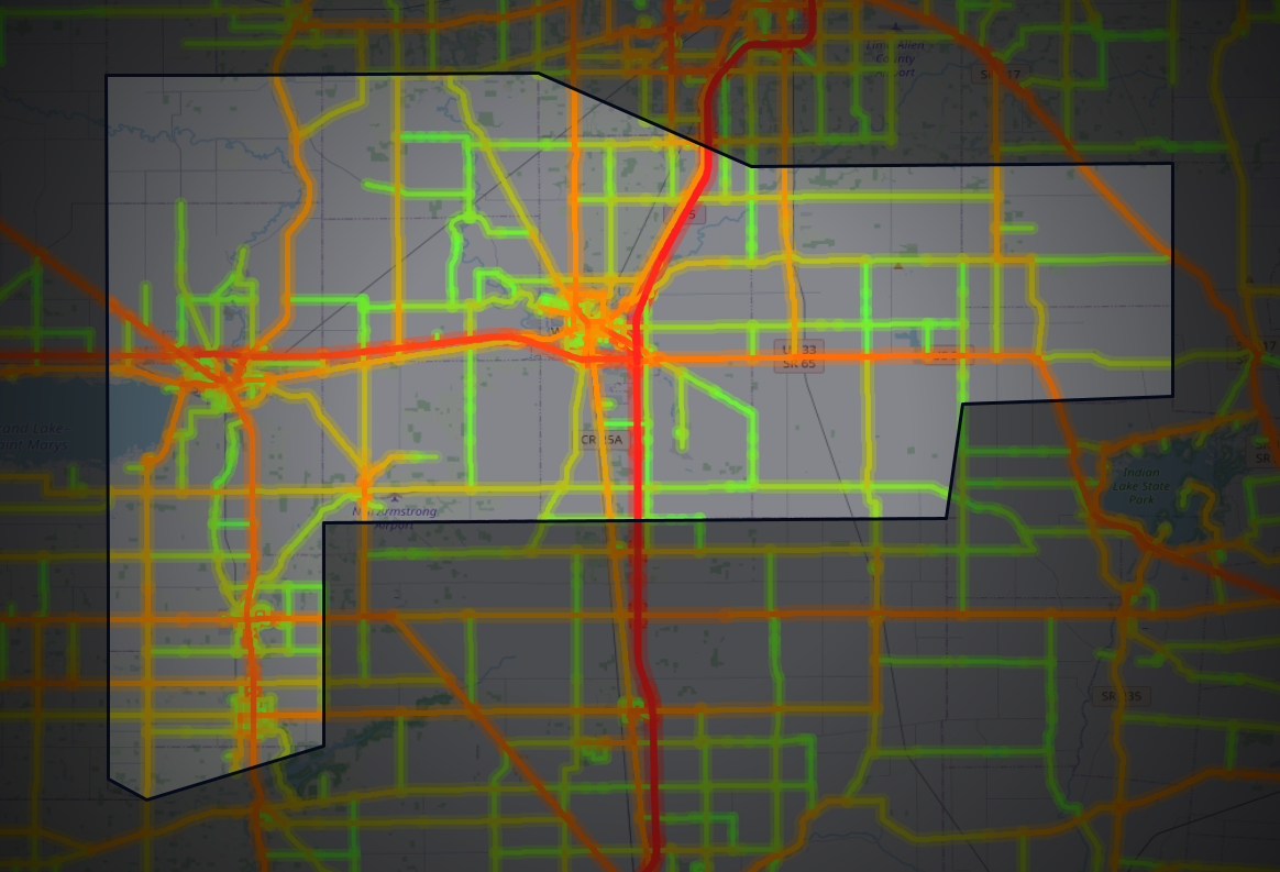 Traffic map of Auglaize, Ohio