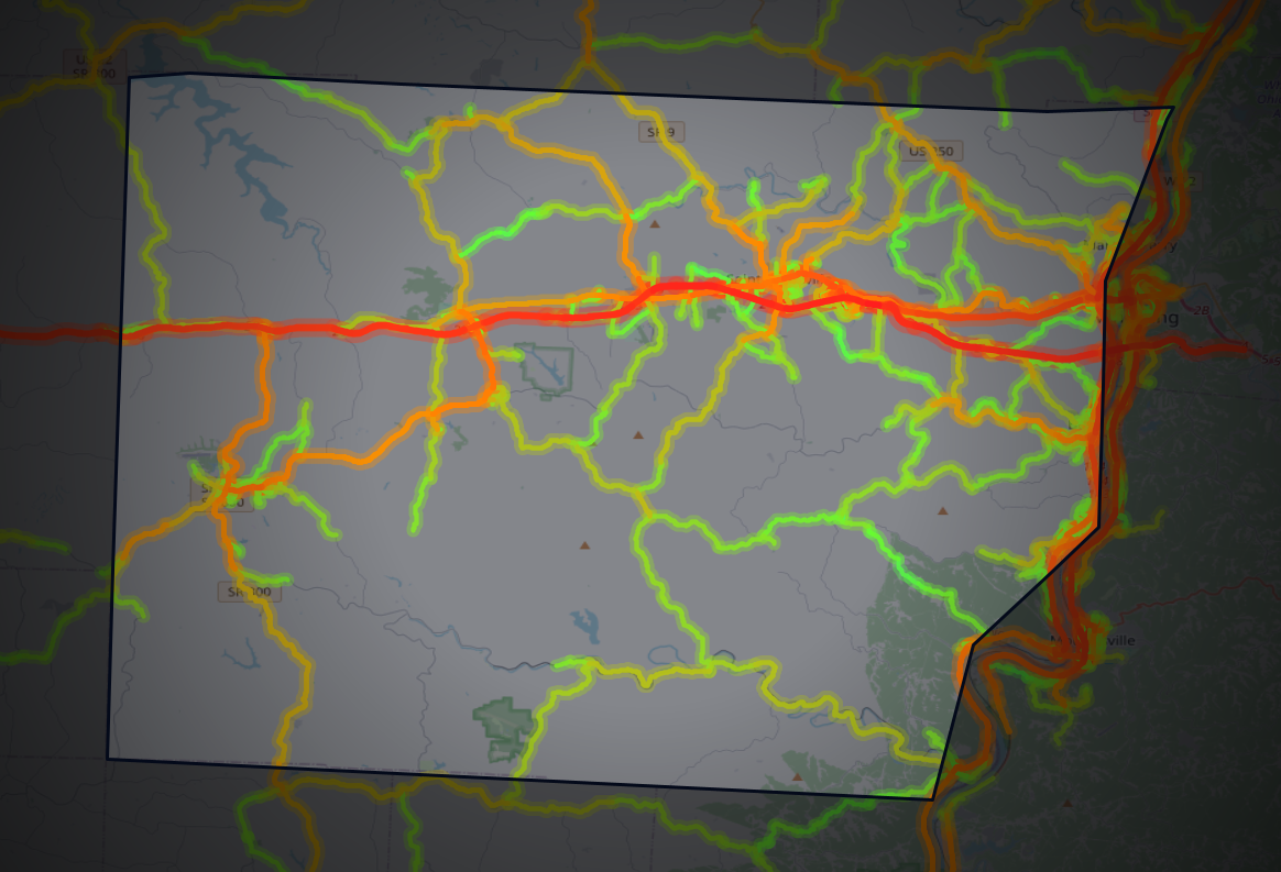 Traffic map of Belmont, Ohio