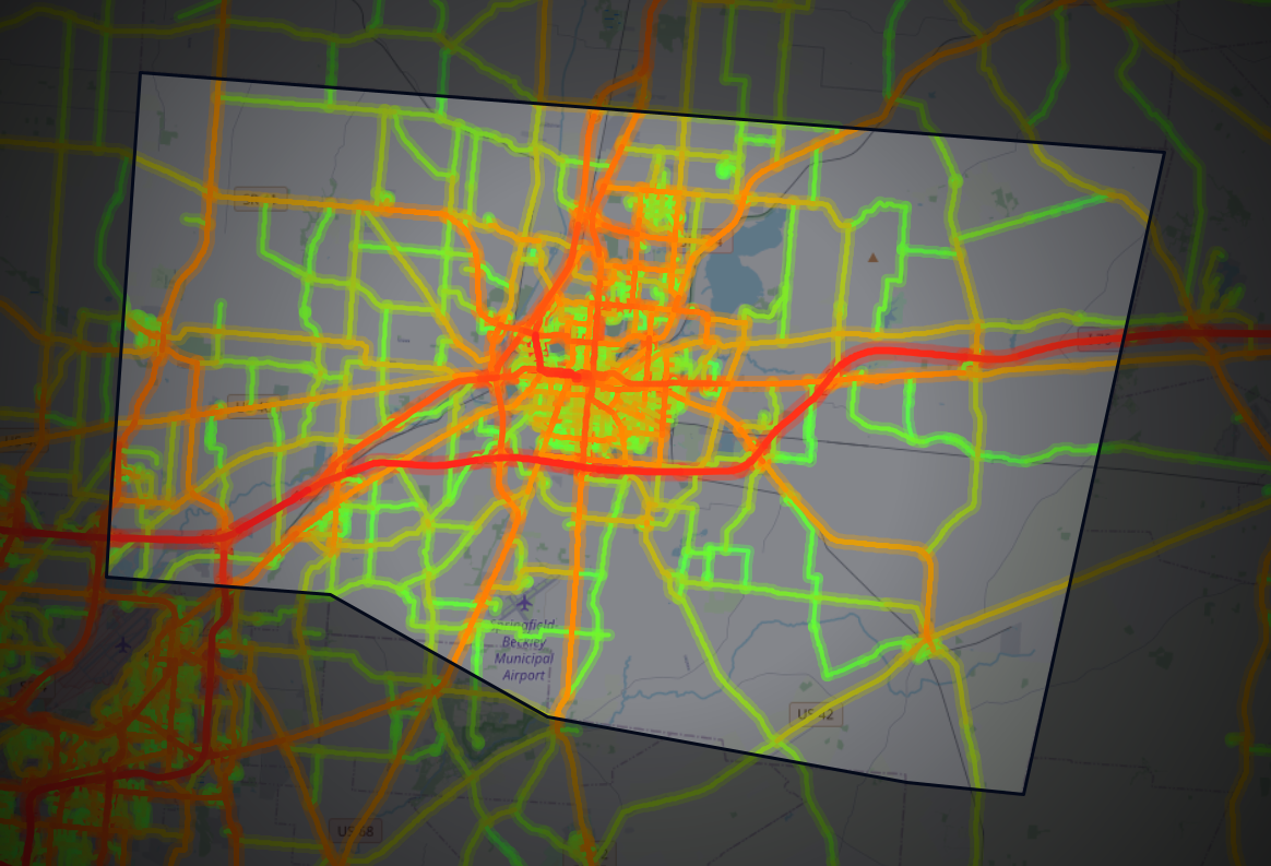 Traffic map of Clark, Ohio