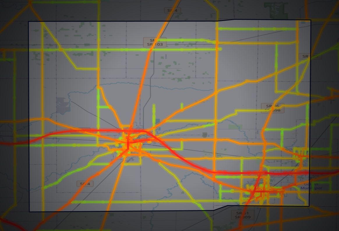 Traffic map of Crawford, Ohio