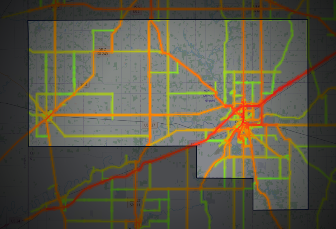 Traffic map of Defiance, Ohio