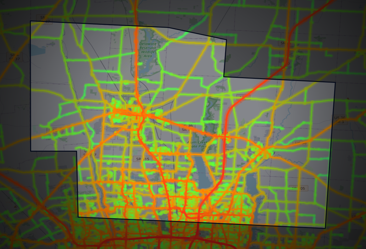 Traffic map of Delaware, Ohio