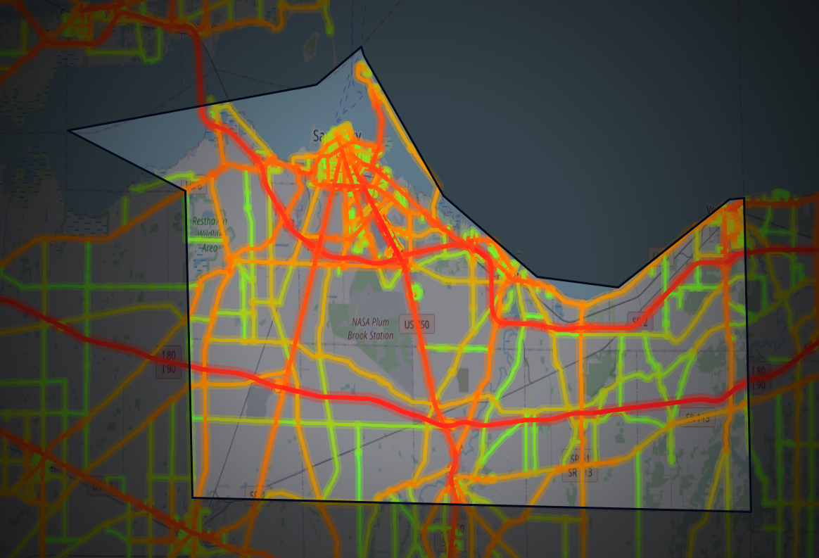 Traffic map of Erie, Ohio