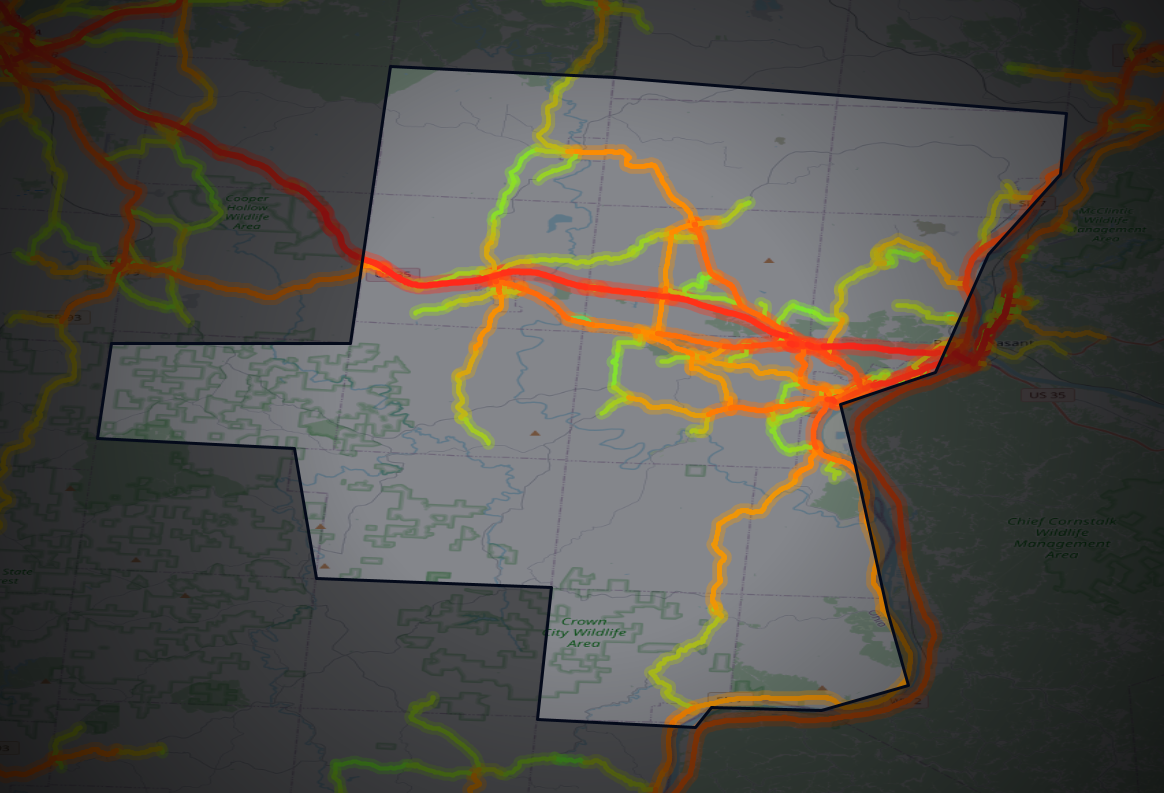 Traffic map of Gallia, Ohio
